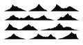 Mountains landscape silhouette. Abstract high mountain hike landscape. Vector set