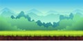 Mountains Landscape For Ui Game, vector unending background with separated layers for game. Royalty Free Stock Photo