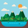 Mountains landscape. Vector illustration decorative background design Royalty Free Stock Photo