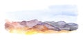 Mountains landscape view. Watercolour picture