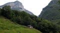 Mountains in Lavertezzo. Start of hiking tours. Verzasca Valley. Switzerland Alps Royalty Free Stock Photo