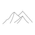 Mountains linearly minimalistic style. The concept of tourism, mountaineering. Apply for travel agencies