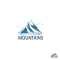 Mountains logo, Icon in color. Climbing label, hiking travel and adventure Royalty Free Stock Photo