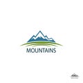 Mountains logo, Icon in color. Climbing label, hiking travel and adventure Royalty Free Stock Photo