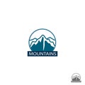Mountains logo, Icon in color. Climbing label, hiking travel and adventure Royalty Free Stock Photo