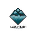 Mountains logo illustration, outdoor adventure. Illustration Peak, hill or expedition logo