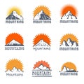 Mountains logo set, vector icon illustration Royalty Free Stock Photo