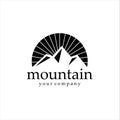 Mountains logo vector illustration. Outdoor adventure expedition, mountains silhouette shirt,