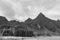the mountains look quite menacing, but in black and white it's time to Royalty Free Stock Photo