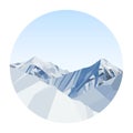 Day mountains low poly vector in a circle