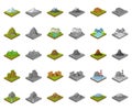 Mountains, massive cartoon,monochrom icons in set collection for design. The surface of the earth vector isometric