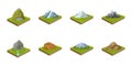 Mountains, massive icons in set collection for design. The surface of the earth vector isometric symbol stock web