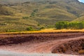 Mountains, meadows and the road on the island of Crete Royalty Free Stock Photo