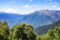 Mountains and meadows in summer panoramic beautiful landscape Royalty Free Stock Photo