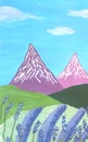 Mountains. Mountain landscape. Alpine meadows. Lilac mountains. Royalty Free Stock Photo