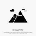 Mountains, Nature, Scenery, Travel Solid Black Glyph Icon Royalty Free Stock Photo