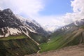 The mountains near Anzob pass and Anzob river in May, Tajikistan Royalty Free Stock Photo
