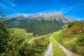 Hiking path in the mountains near the Austrian village Nauders