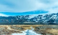 Mountains near entrance of ice cave in Iceland Royalty Free Stock Photo