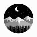 Mountains and night sky vector illustration concept Royalty Free Stock Photo