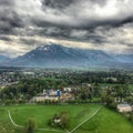 Mountains panorama from Salzburg city Royalty Free Stock Photo