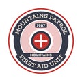 Mountains patrol isolated label