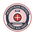 Mountains patrol isolated vector label