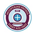 Mountains patrol round vector label