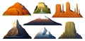 Mountains Peaks, landscape early in a daylight, big set. monument valley, matterhorn, roraima, fuji or vesuvius, devils