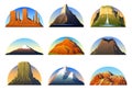 Mountains Peaks, landscape early in a daylight, big set. monument valley, matterhorn, roraima, fuji or vesuvius, devils