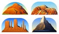 Mountains Peaks, landscape early in a daylight, big set. monument valley, matterhorn, roraima and rainbow. travel or