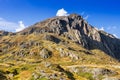 Mountains and peaks landscape. Stubaier Gletscher covered with glaciers and snow, natural environment. Royalty Free Stock Photo