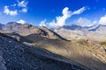 Mountains and peaks landscape. Stubaier Gletscher covered with glaciers and snow, natural environment. Royalty Free Stock Photo