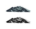 Mountains peaks. Old Hill. Vintage, looking hand drawn. Engraved style. Sketch for hiking, climbing. Doodle style