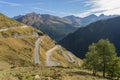 Mountains, peaks and trees landscape, natural environment. Timmelsjoch High Alpine Road Royalty Free Stock Photo