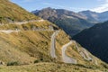 Mountains, peaks and trees landscape, natural environment. Timmelsjoch High Alpine Road. Royalty Free Stock Photo