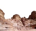 Mountains of Petra ( carved on white background), Jordan, Middle East.
