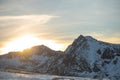 Mountains in the Pyrenees from the Grandvalira ski resort in Andorra Royalty Free Stock Photo