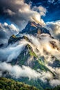 Mountains with Raining Clouds at Peak Royalty Free Stock Photo