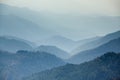 Mountains range in mist