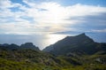 Mountains range in Rural de Teno park near isolated village Masca on Tenerife and La Gomera island on background, Canary islands, Royalty Free Stock Photo