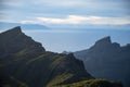 Mountains range in Rural de Teno park near isolated village Masca on Tenerife and La Gomera island on background, Canary islands, Royalty Free Stock Photo