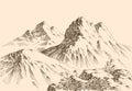 Mountains ranges hand drawing Royalty Free Stock Photo
