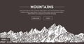 Mountains ranges. Nature sketch. Spiky mountain landscape sketch hand drawing, in engraving etching style, for extreme Royalty Free Stock Photo