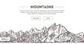 Mountains ranges. Nature sketch. Spiky mountain landscape sketch hand drawing, in engraving etching style, for extreme Royalty Free Stock Photo