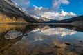 Mountains reflectec in Medicine Lake Royalty Free Stock Photo