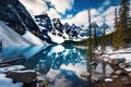 Mountains reflected in Lake Louise, Banff National Park, Alberta, Canada, Lake Moraine, Banff national park, AI Generated