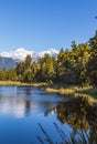 Mountains are reflected in the lake. Matheson lake, New Zealand Royalty Free Stock Photo