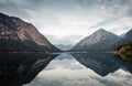 Mountains reflecting in alpine mounain lake in Tirol, Austria