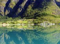 Mountains Reflecting In The Calm Water Of The Dalsfjord Near Skjolden Royalty Free Stock Photo